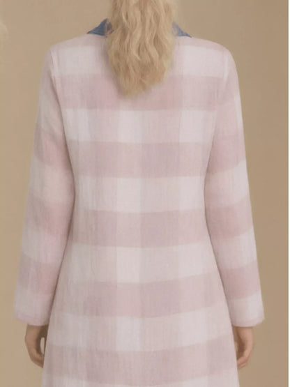 Plus Size Denim Collar Plaid Shirt Dress
