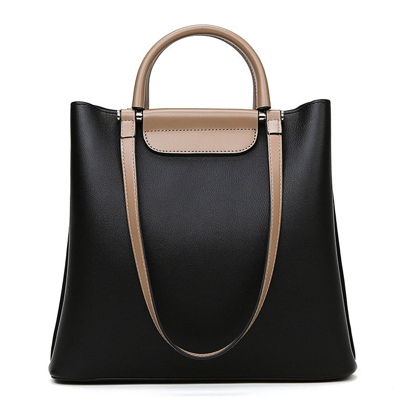 Large Capacity Handbag Vegan Leather One Size Black