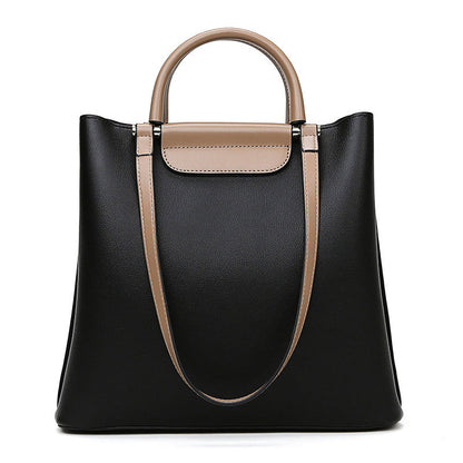 Large Capacity Handbag Vegan Leather One Size Black