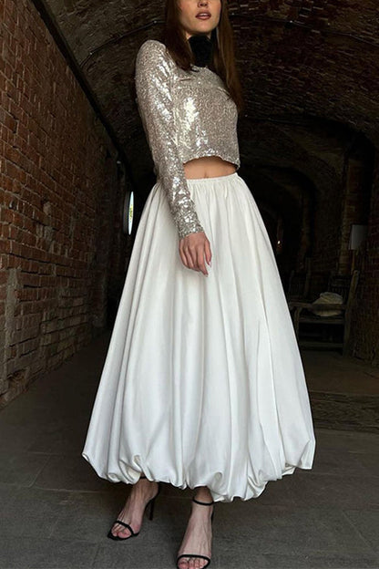 Funky Solid A-line Maxi Lantern Skirt