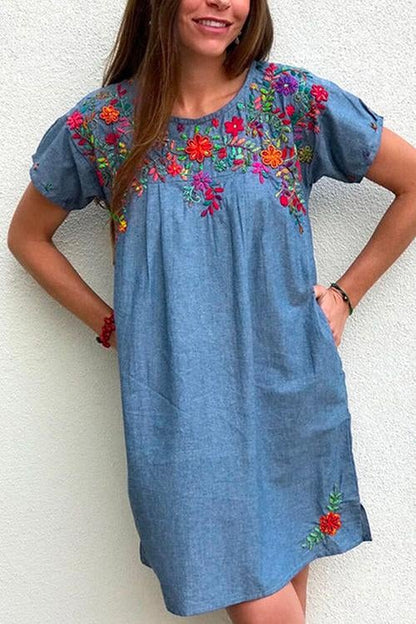 Brian Printed Side Split Pockets Dress