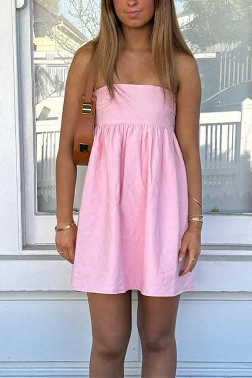 Strapless Solid A-line Mini Dress