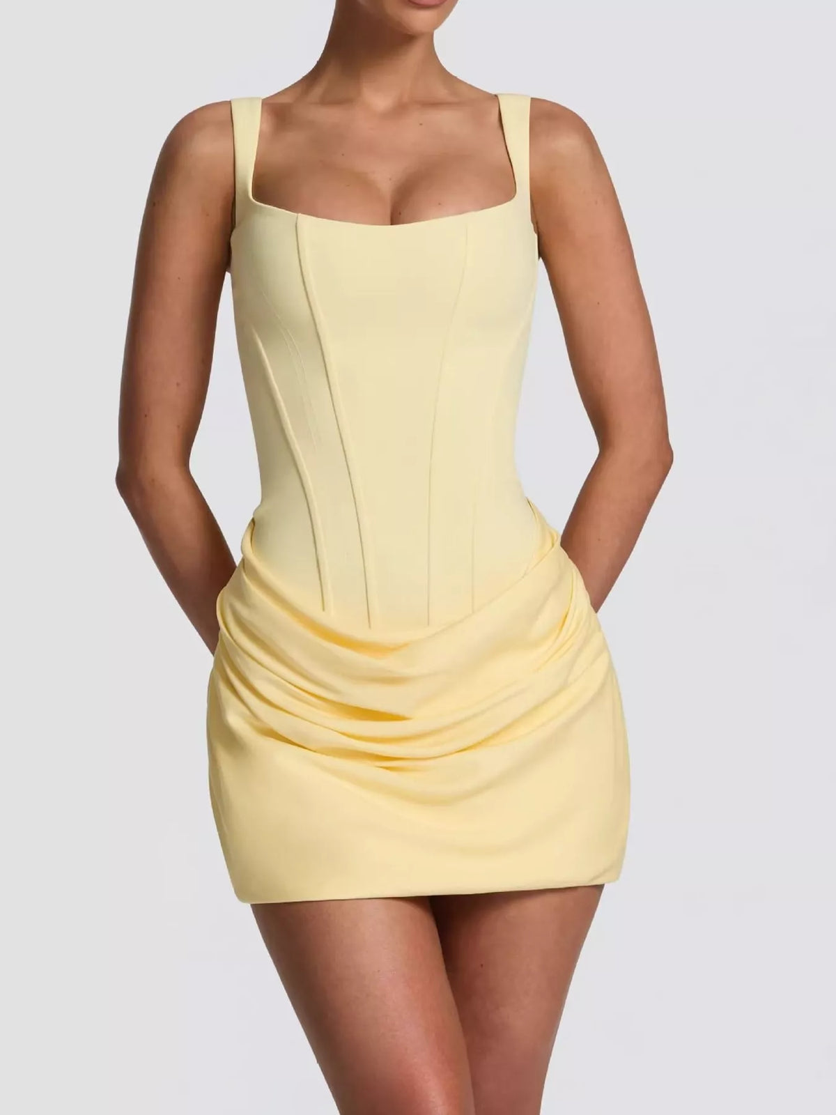 Ruched Corset-Style Mini Dress