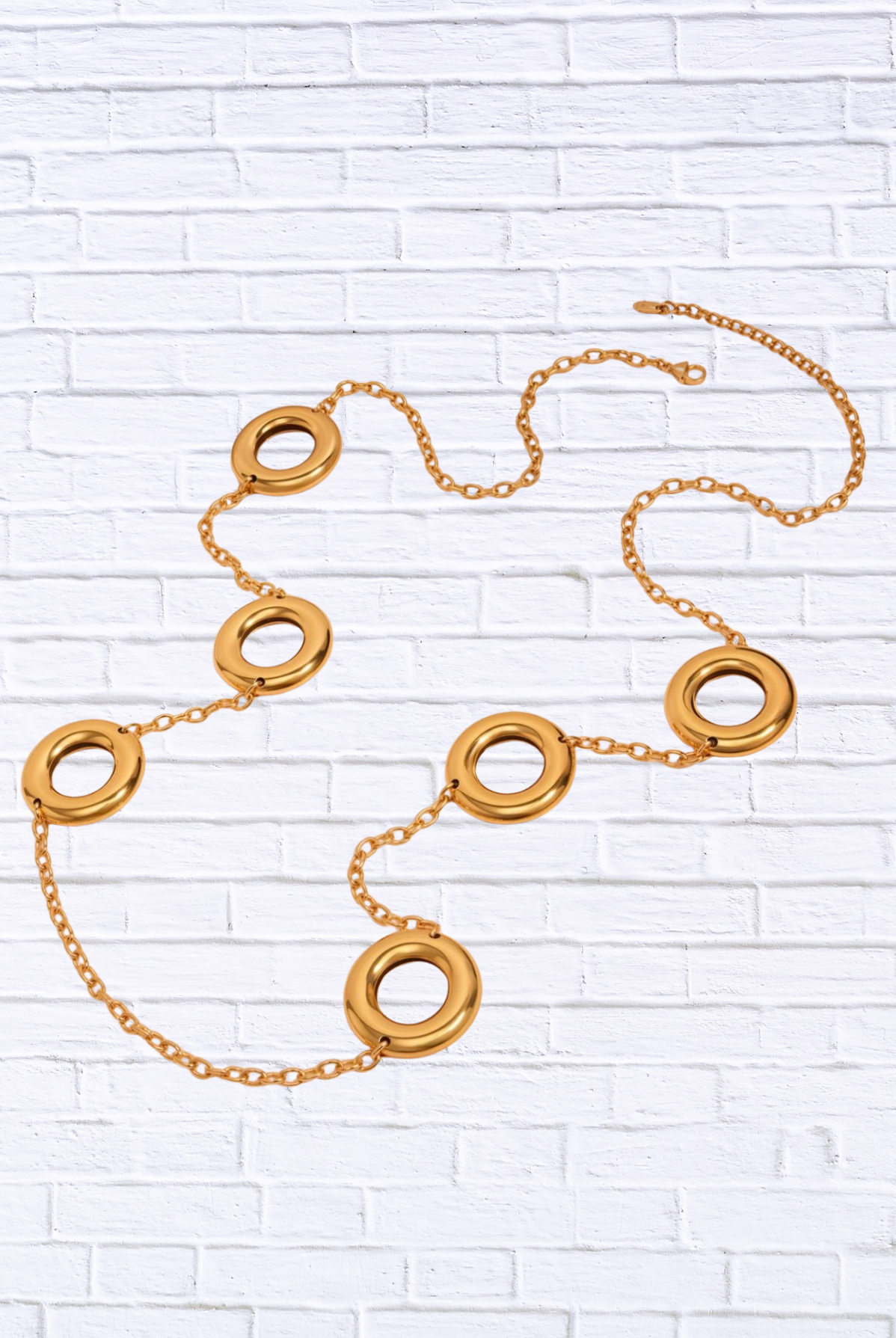 18K Gold-Plated Circle Chain Statement Necklace Gold onesize