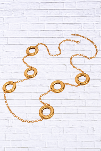 18K Gold-Plated Circle Chain Statement Necklace Gold onesize