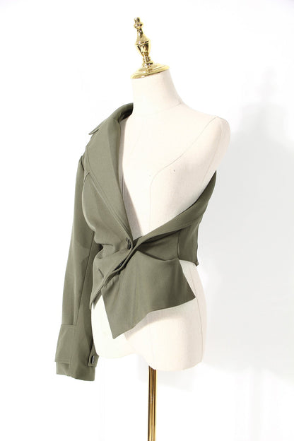 Deconstruction Detachable Wide Shoulder Coat
