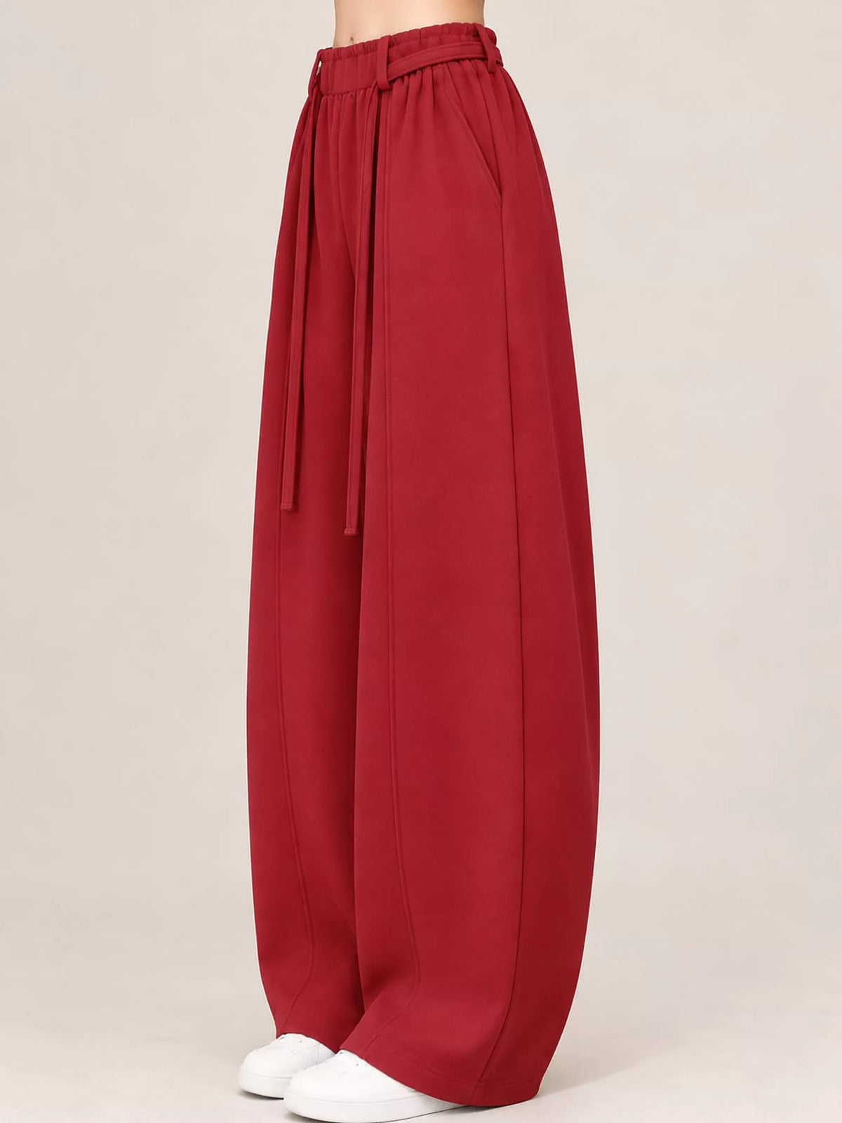 Drawstring Wide-Leg Casual Pants