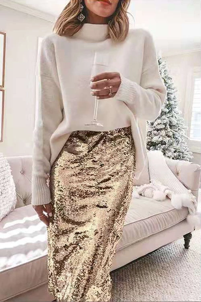 Clidress Sequin Party Midi Skirt(SALE)