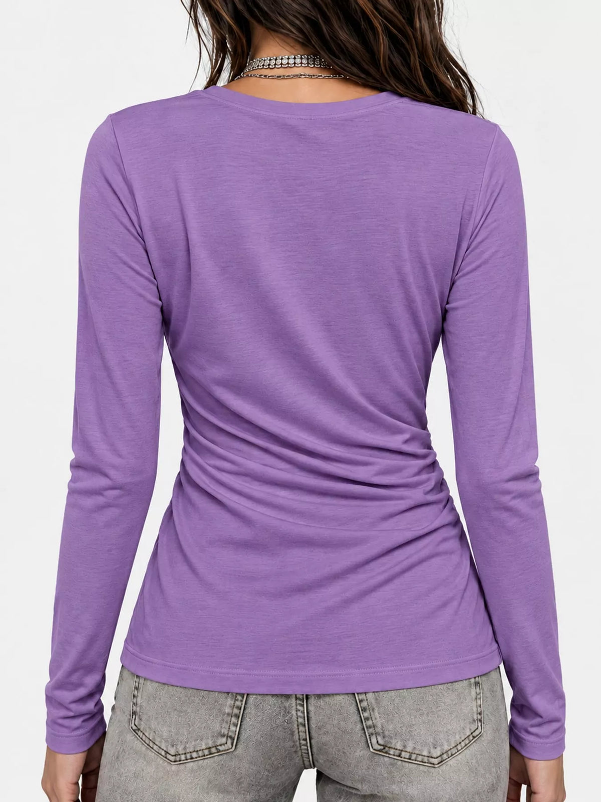 Full Size Surplice Long Sleeve T-Shirt Plus Size