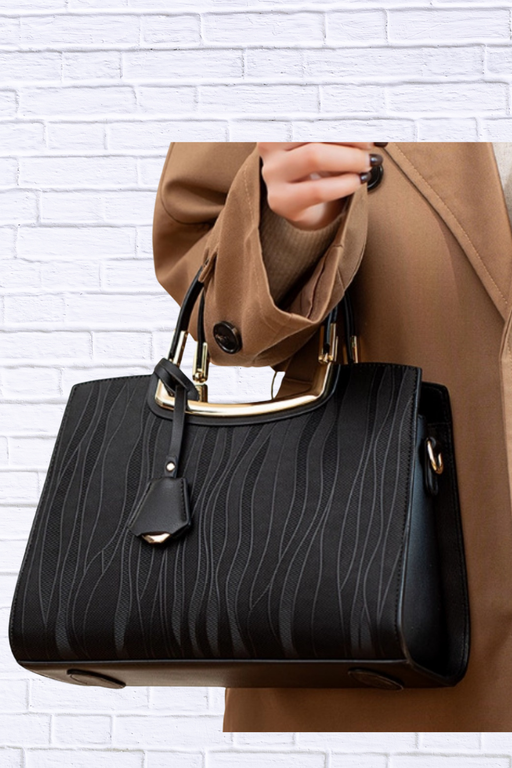 Textured Leather Top Handle Handbag | Elegant Boutique Bag