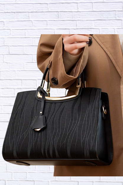 Textured Leather Top Handle Handbag | Elegant Boutique Bag
