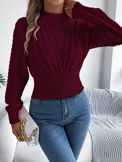 Cable Knit Mock Neck Sweater
