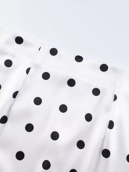 Polka Dot Midi Skirt with Lace Trim