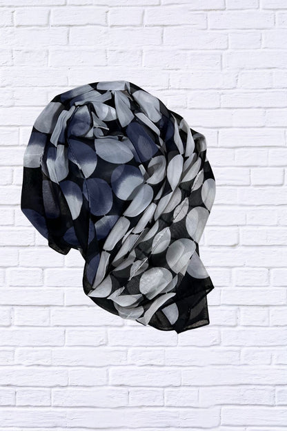 Sheer Polka Dot Scarf – Lightweight Chiffon Elegance in Vibrant Color Combos Classic Black and White