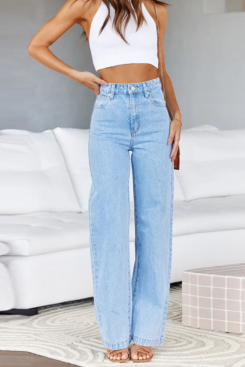 Distressed Wide Leg Boyfriend Denim Pants