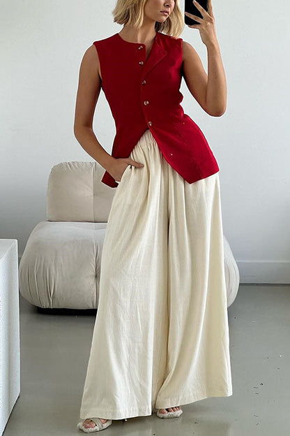 Single Breasted Pocketed Solid Vest
