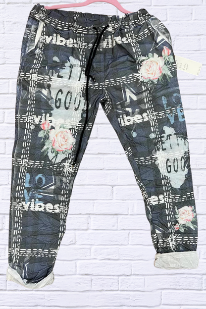 Printed Cotton Sateen Pants / Many Prints Pretty Good Vibes
