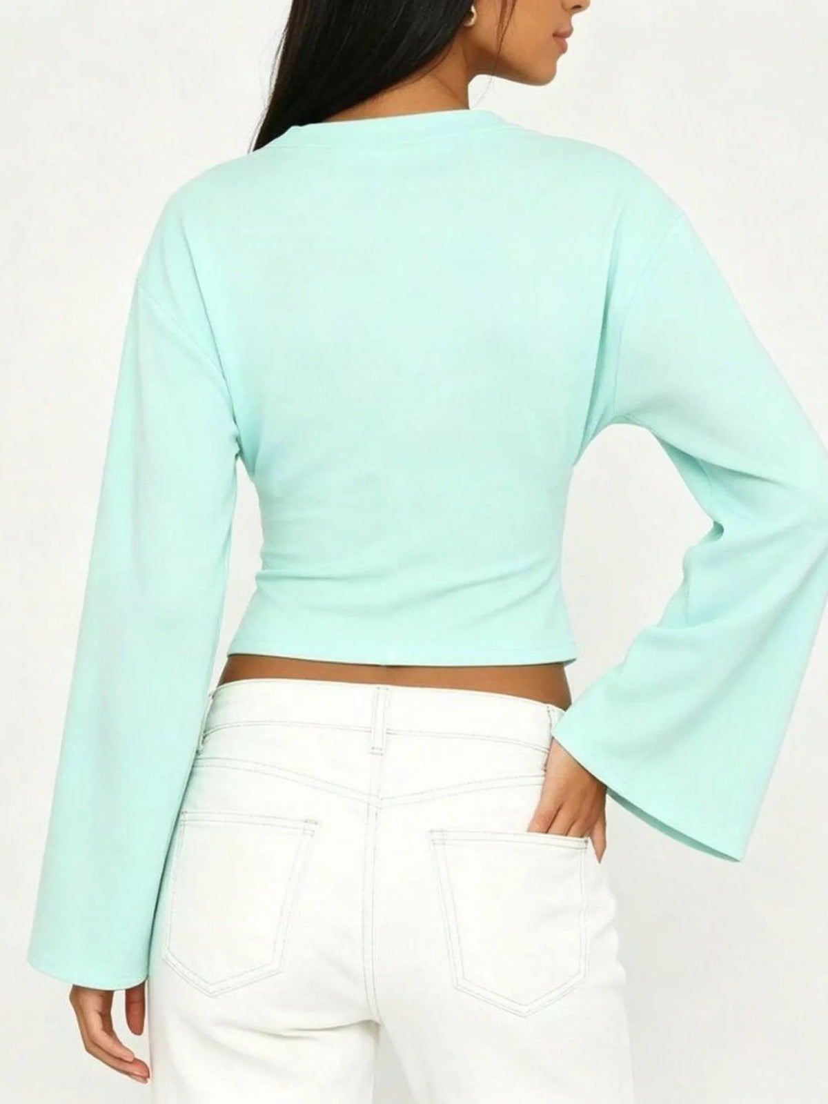 V-Neck Flare Sleeve Blouse