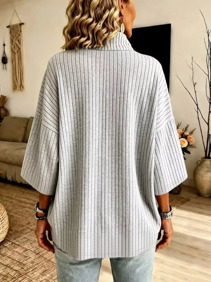 Half-Zip Ribbed Knit Top