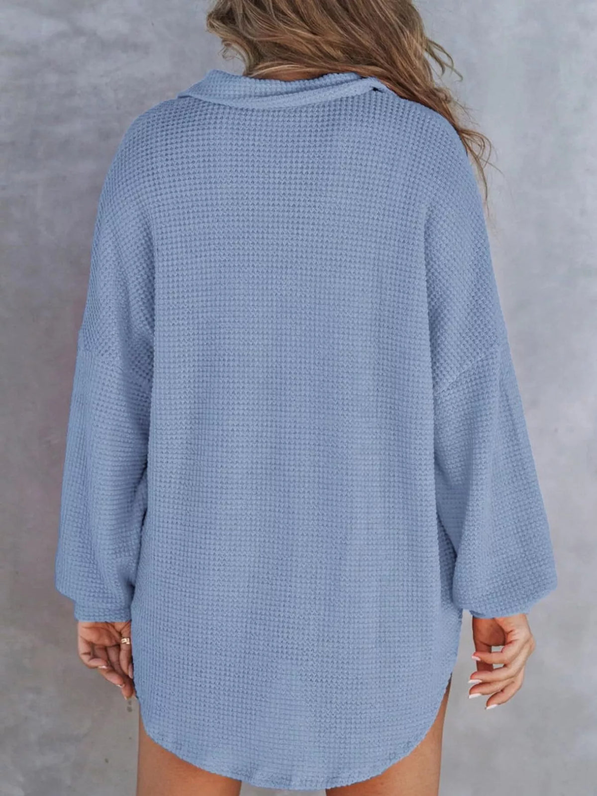 Waffle Knit Button Detail T-Shirt with Pocket