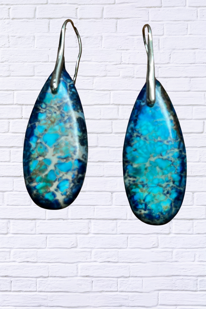 Exquisite Water Drop Dangle Earrings Royal Blue