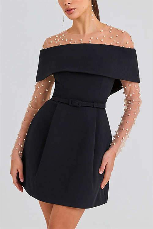 Off Shoulder Waisted A-line Mini Dress