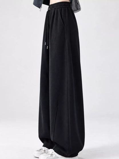 Full Size Drawstring Loose Fit Wide-Leg Sweatpants Plus Size