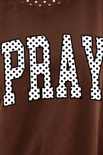 Polka Dot Trim 'PRAY' Graphic Sweatshirt