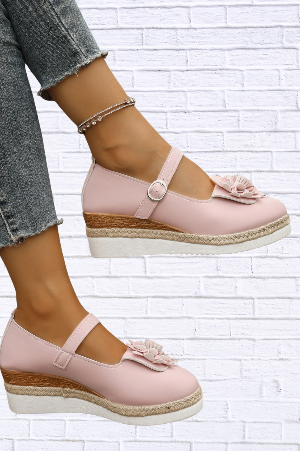 Flower Embellished Mary Jane Loafers