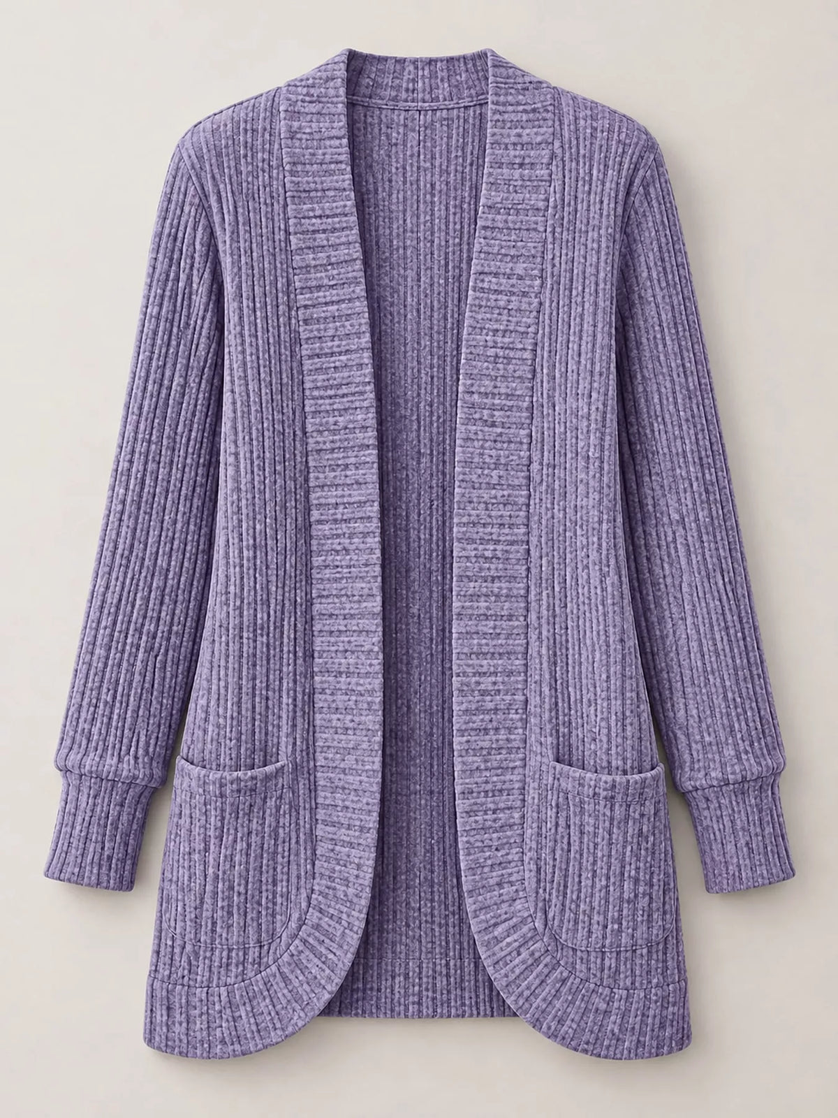Full Size Classic Ribbed Open-Front Longline Cardigan Plus Size