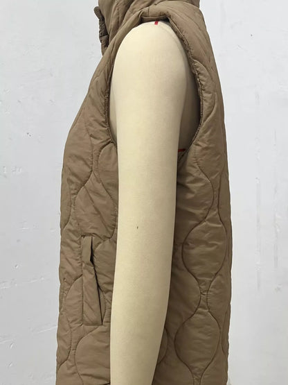 Quilted Snap Button Vest Coat