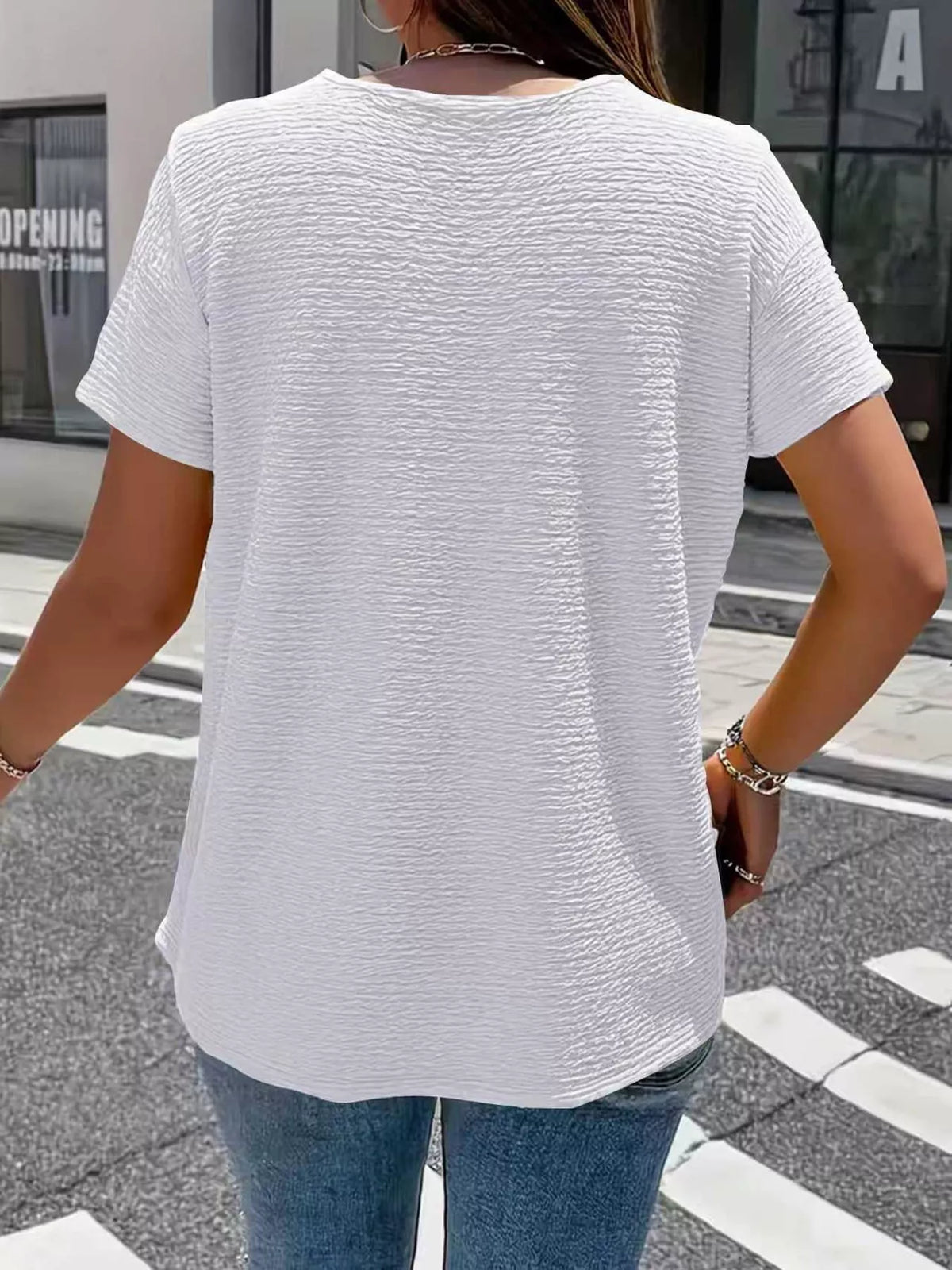 Textured Short Sleeve Blouse