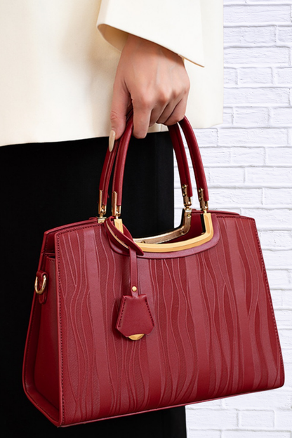 Textured Leather Top Handle Handbag | Elegant Boutique Bag