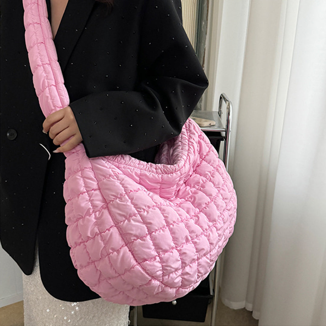 Lightweight Quilted Grid Puffer Tote Bag