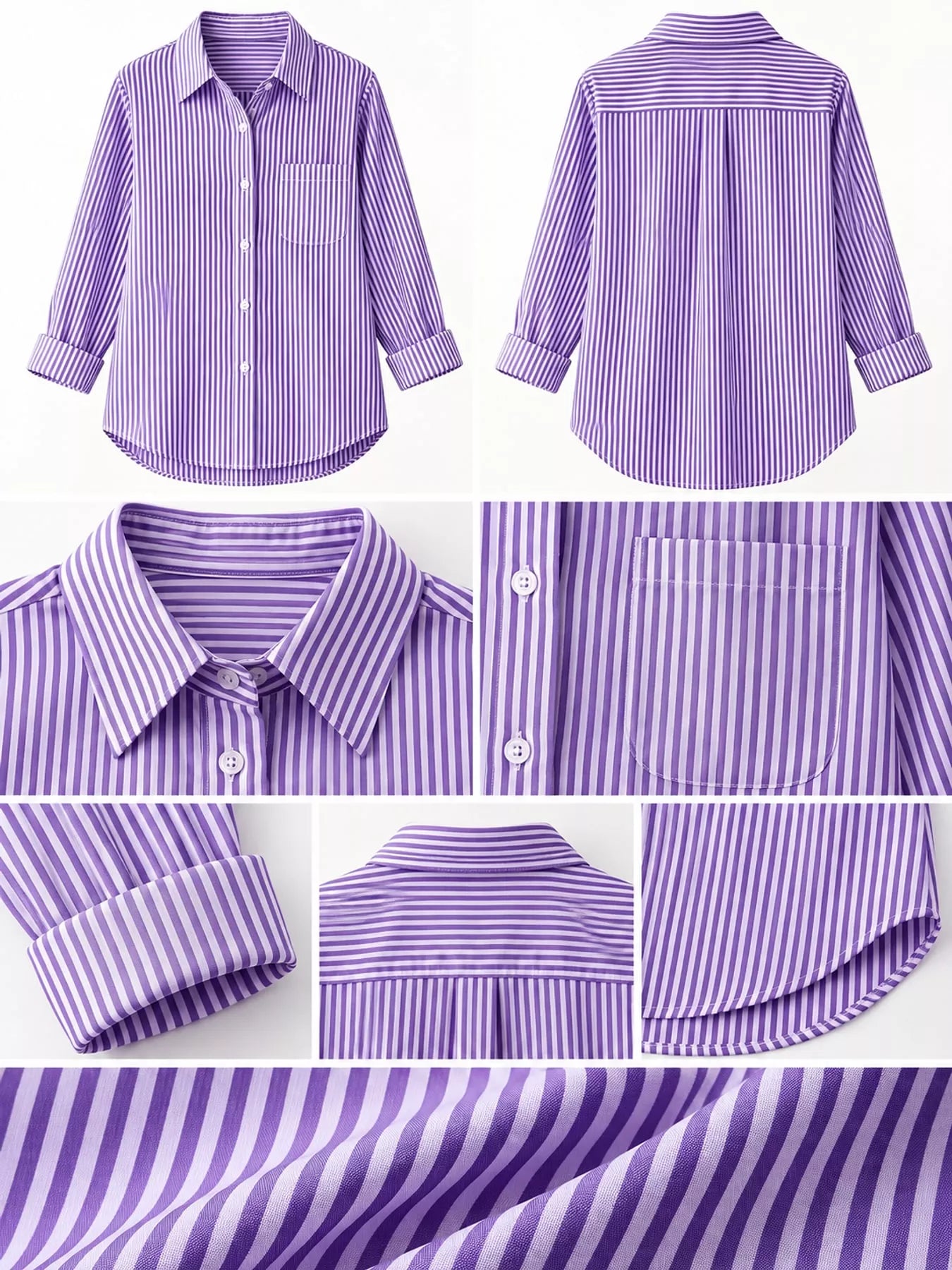 Full Size Striped Button-Down Long Sleeve Shirt Plus Size
