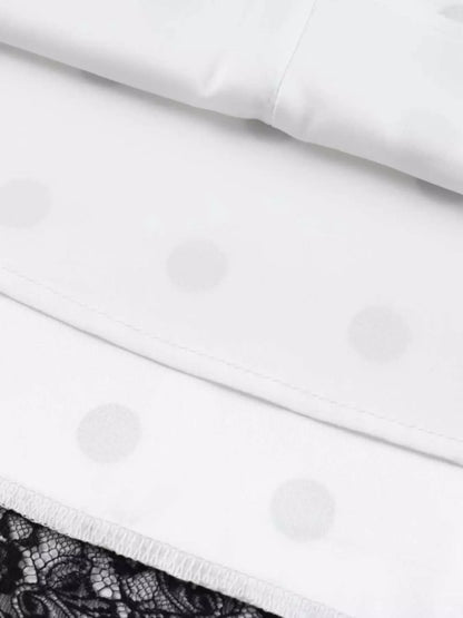 Polka Dot Midi Skirt with Lace Trim