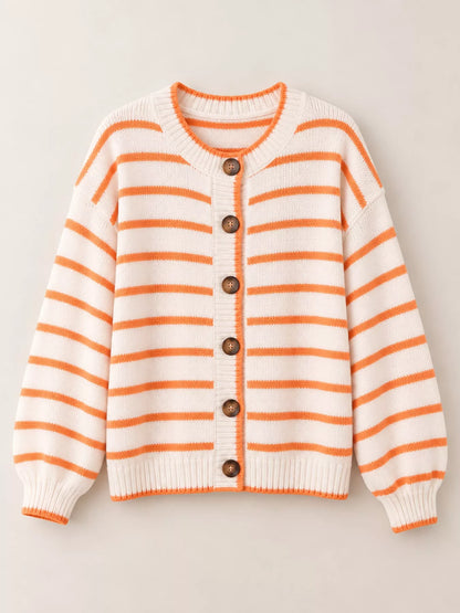 Striped Knit Cardigan for Women – Relaxed Button-Down Sweater