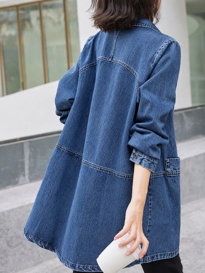 Full Size Oversized Button Up Denim Shacket Plus Size