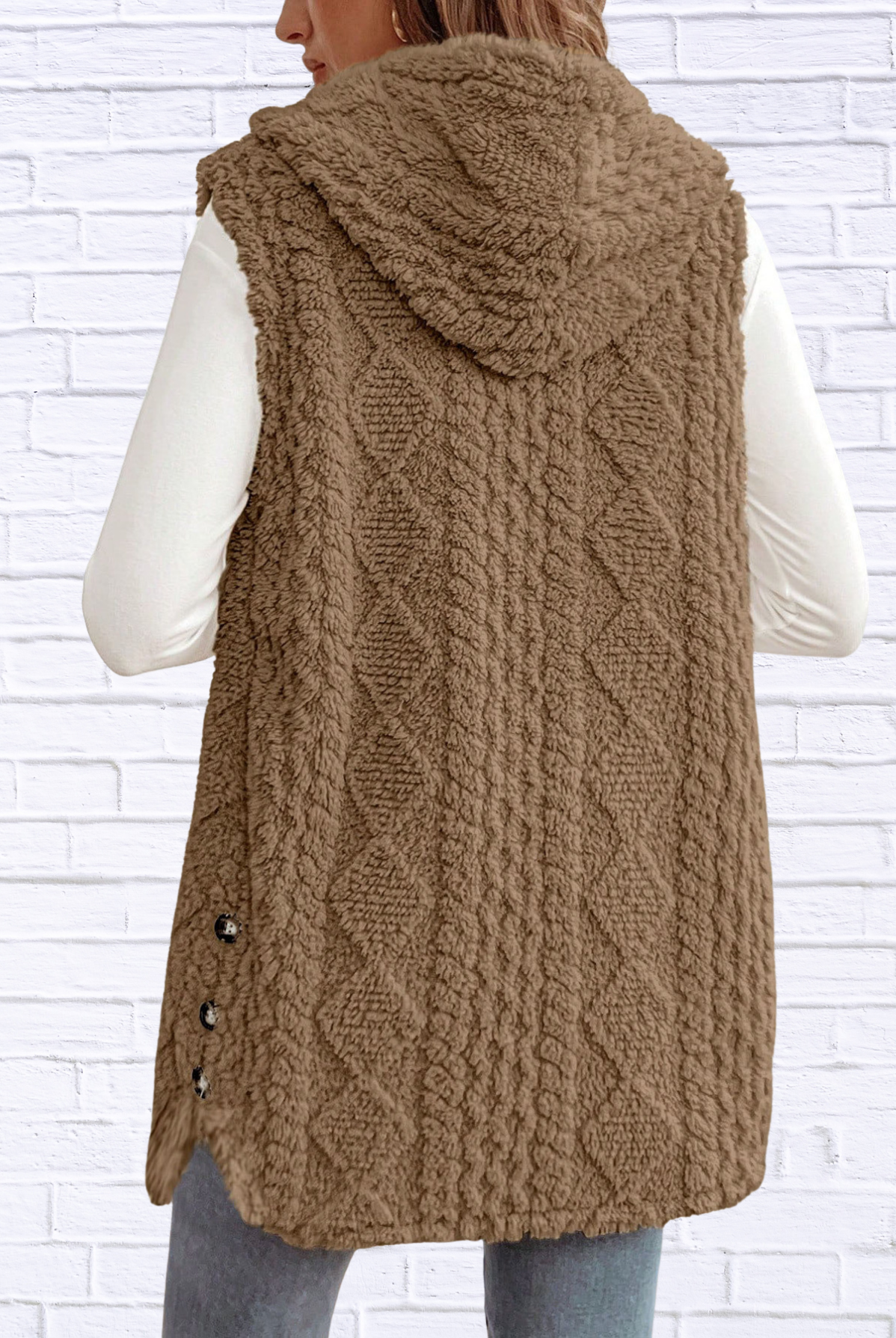 Cozy Sherpa Fleece Hooded Vest Coat