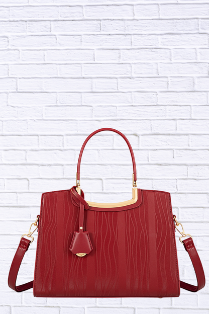 Textured Leather Top Handle Handbag | Elegant Boutique Bag