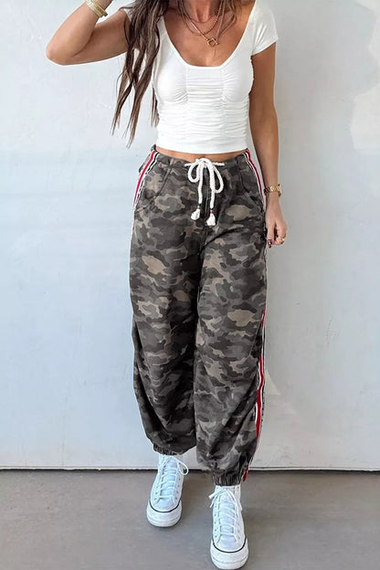 Camo Print Drawstring Waist Joggers
