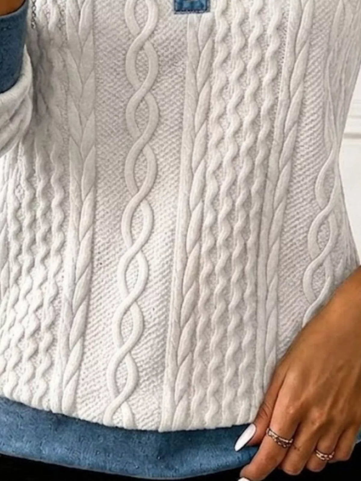 Plus Size Cable-Knit Quarter-Zip Sweatshirt