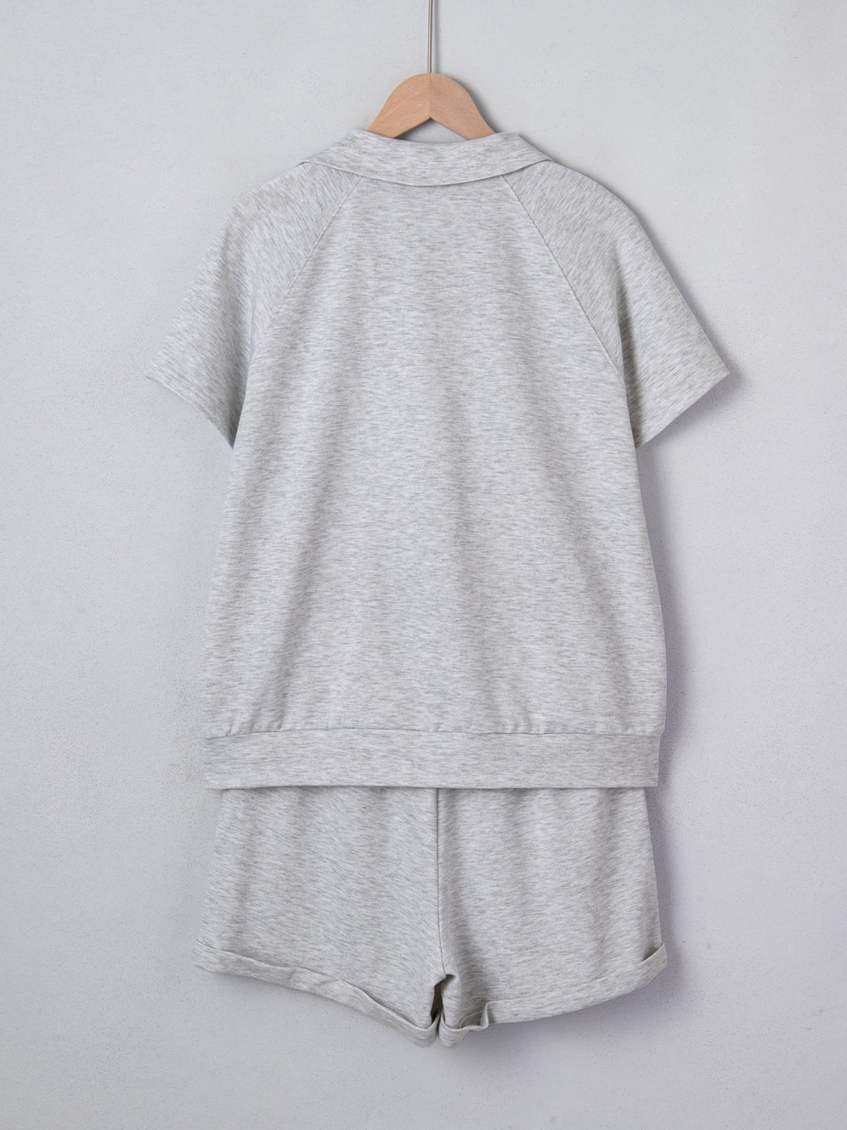 Polo Collar Short Sleeve Top and Shorts Set