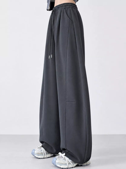 Full Size Drawstring Loose Fit Wide-Leg Sweatpants Plus Size