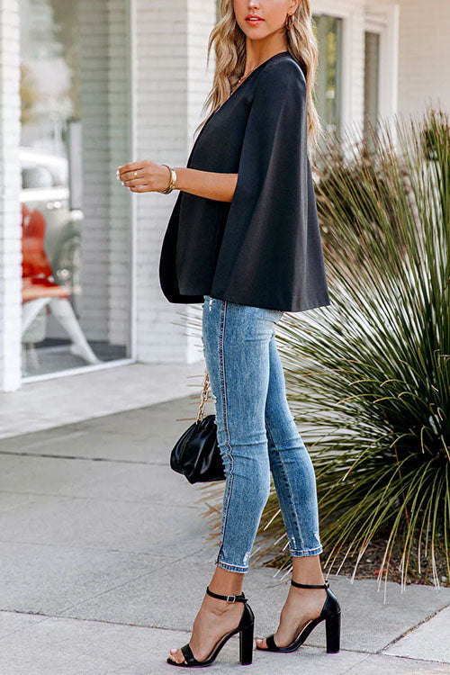 Open Front Split Sleeves Cape Jacket