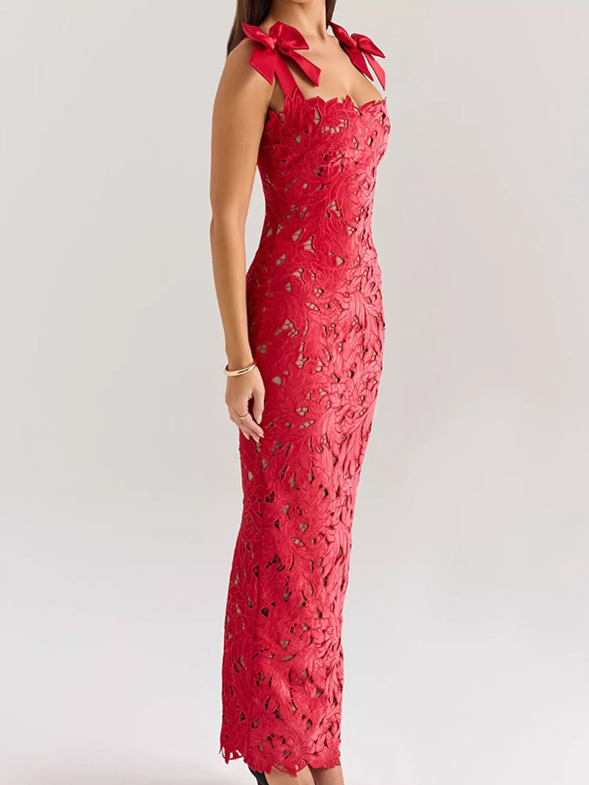 Aira's Slit Tie Shoulder Maxi Dress