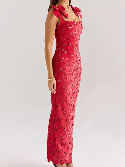 Aira's Slit Tie Shoulder Maxi Dress
