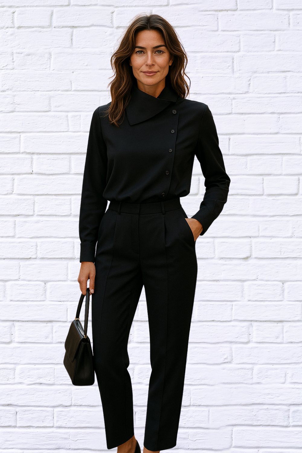 Effortlessly Chic: Solid Color Button-Up Long Sleeve Shirt