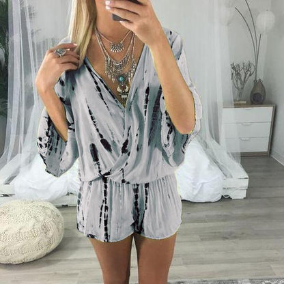 Tie Dye Wrap Front Rompers