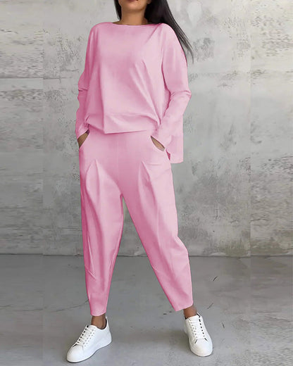 Clidress Suit Stlye T-shirt & Pencil Pant 2 Piece Set